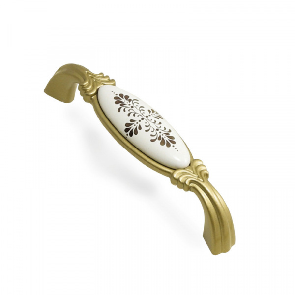 Ручка скоба NICOLETTA 96 Золото матовое с золотым арнаментом