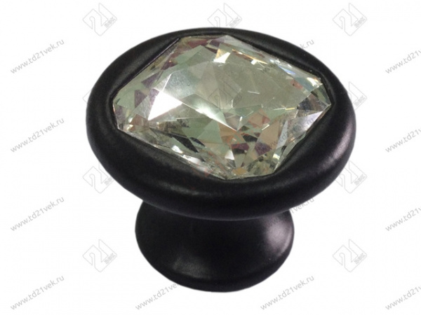 Ручка кнопка со стразами Оскар 6080 Чёрный матовый