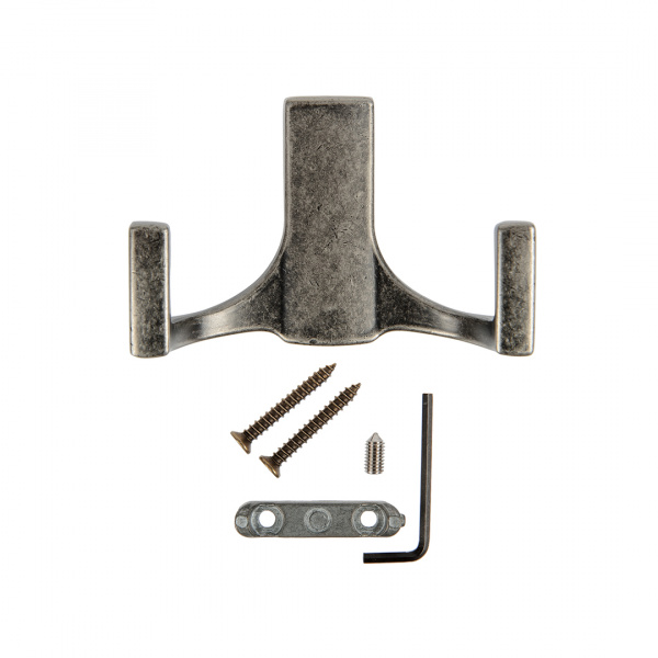 Крючок 2х рожковый KR 0330 BAZ Цинк старинный чернёный KERRON 25 кг.