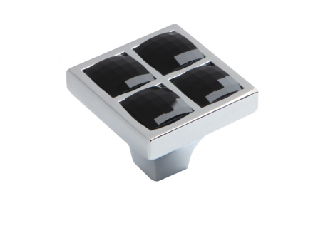 Ручка кнопка RC 411 Хром Кристалл черный