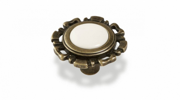 Ручка кнопка FB-033 Бронза полированная Белый