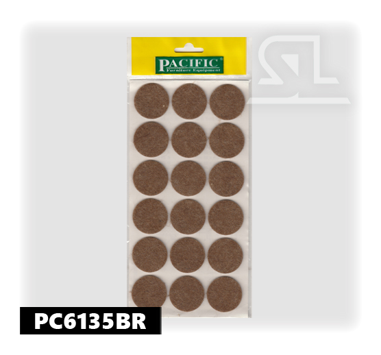 Самоклеящаяся подложка войлок диаметр 35 мм Коричневый 18 шт. PACIFIC