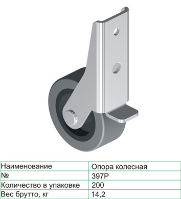 Колёсная опора 397 "Р" 42 мм неповоротная резина 25 кг Чёрный