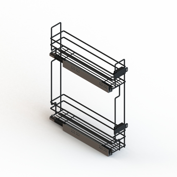 Бутылочница боковая с доводчиком 150 Чёрный правая Квадро ЮММ 15 кг.