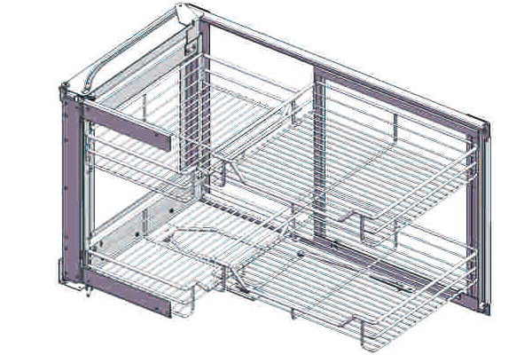 Волшебный уголок с доводчиком 900 Фасад 400 Хром сетка левый AMIX
