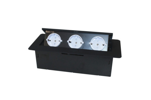 Удлинитель встраиваемый 3 гнезда без кабеля Чёрный SETE