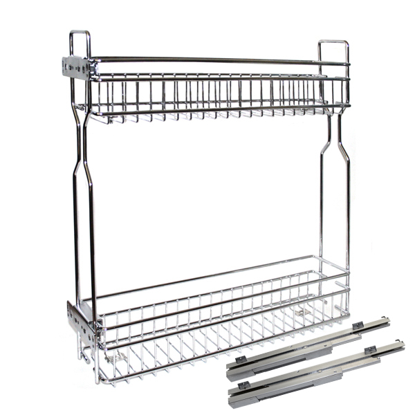 Бутылочница боковая с доводчиком 150 3D Хром левая MF 30 кг.