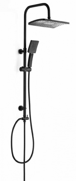 Душевая стойка GRUNAN 10030 Чёрный с лейкой и тропическим душем OSGARD