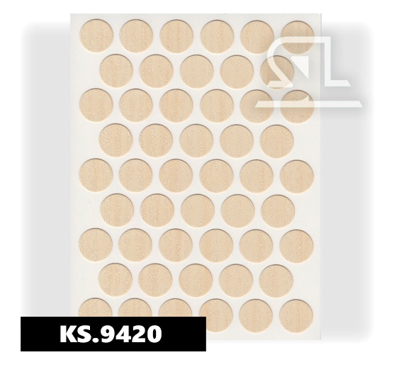 Пластиковые заглушки самоклеящиеся 14мм для евровинта KS9420 Берёза полярная PACIFIC