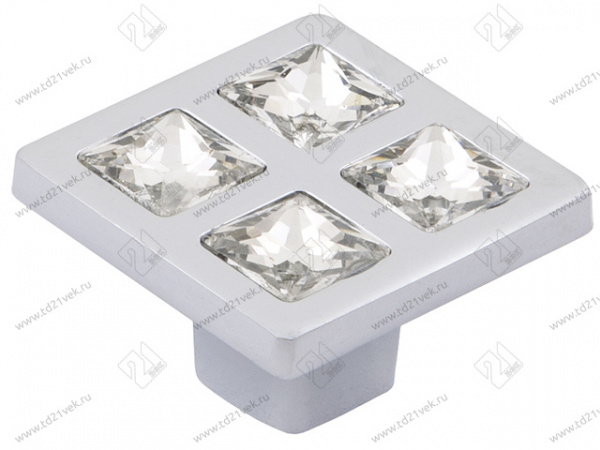 Ручка кнопка со стразами Оскар 6082 Хром