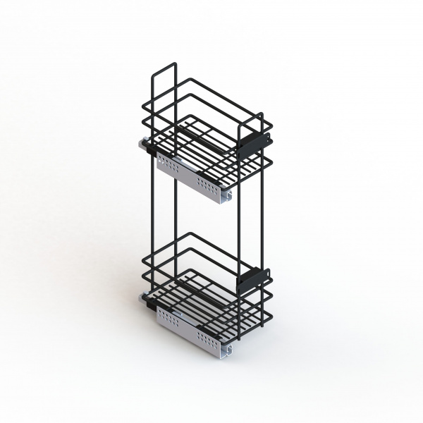 Бутылочница боковая с доводчиком 200 Чёрный левая в верхний ящик Квадро ЮММ 15 кг.