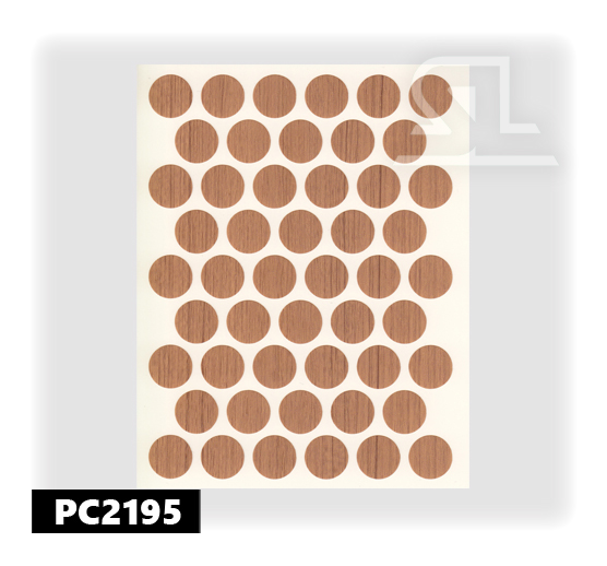 Пластиковые заглушки самоклеящиеся 14мм для евровинта PC2195 Тик PACIFIC