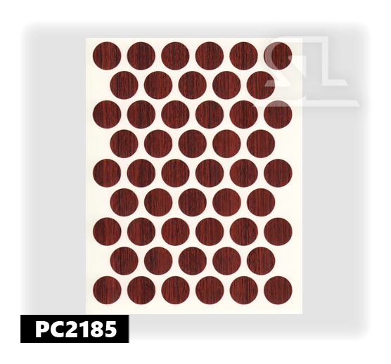 Пластиковые заглушки самоклеящиеся 14мм для евровинта PC2185 Махагон PACIFIC