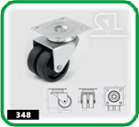 Колёсная опора поворотная d50х73 мм с двойным колесом Чёрный HTS