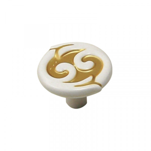 Ручка кнопка AGATA Белый с золотом