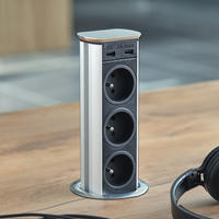 Удлинитель выдвижной F Brick 3 розетки 2А USB Хром шлифованный SFL