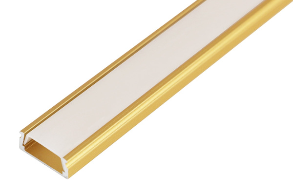 Алюминиевый профиль накладной 2000х15.2х6 мм (2 заглушки+4 крепежа) Матовое золото