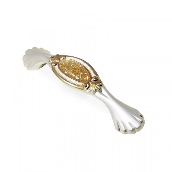 Ручка скоба VANDA 96 Белый с золотом Вставка золотой песок Снята