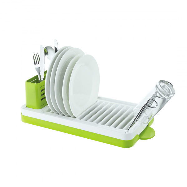 Сушка для посуды настольная 500 1 уровневая Хром Белый Зелёный LEMAX