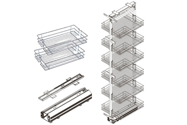 Пенал с доводчиком 300 6 полок Хром AMIX 1850-2200х480х256