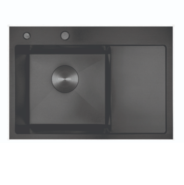 Мойка AVIVACOM 3мм 650*480мм Нано Чёрный с крылом Левая