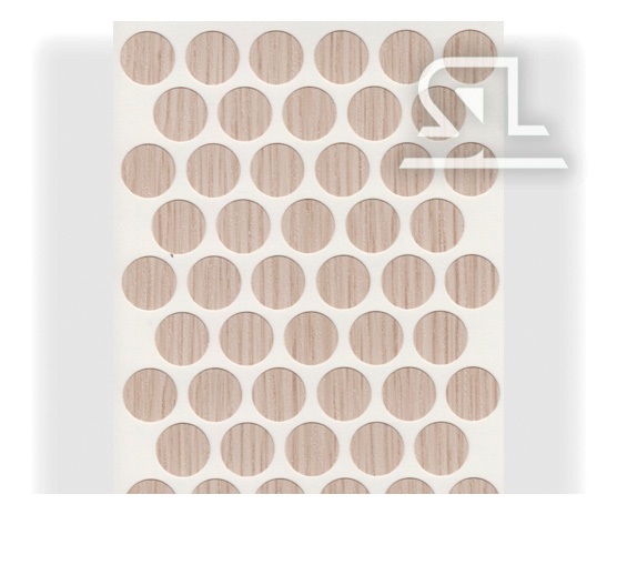 Пластиковые заглушки самоклеящиеся 18мм для евровинта EG1298 Ясень Лион песочно-бежевый PACIFIC