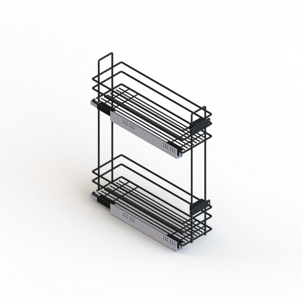 Бутылочница боковая с доводчиком 200 Чёрный правая Квадро ЮММ 15 кг.