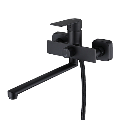 Смеситель для ванны FENDI BLACK Чёрный с длинным изливом и гарн. OSGARD 