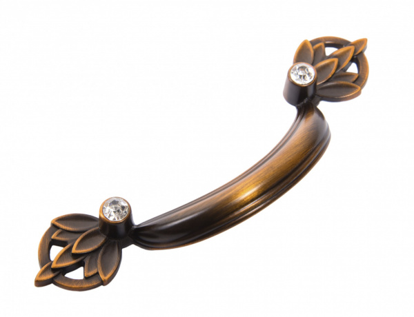 Ручка скоба RS 417 64 Бронза старинная брашированная Кристалл