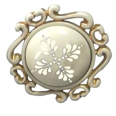 Ручка кнопка LETTA Белая ажурная с белым арнаментом