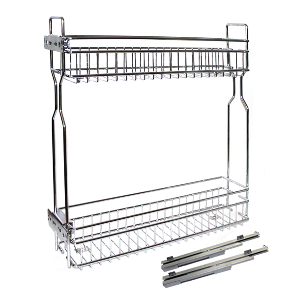 Бутылочница боковая с доводчиком 200 3D Хром левая MF 30 кг.