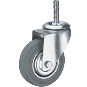 Колёсная опора 100 мм поворотная с  резьбой М10 резина Серый ФФМ