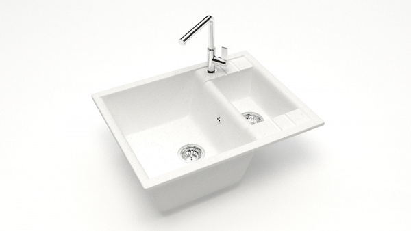 Мойка двойная F190 Q1 Белый лёд матовый