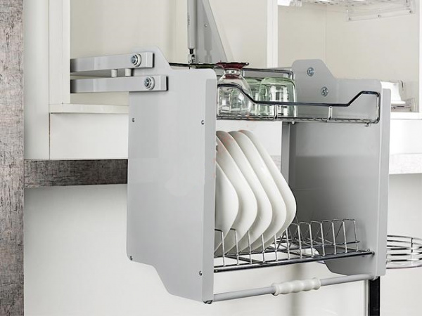 Сушка для посуды лифт с доводчиком 900 2-х уровневая Хром в верхний ящик STARAX