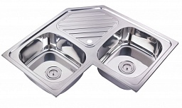 Мойка врезная угловая Голфо 830x830 Нержавейка полированная