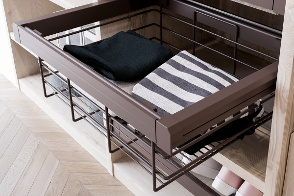 Выдвижная полка для одежды MOKA 900 с доводчиком CLIP-ON Unihopper