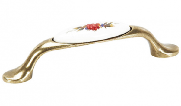 Ручка скоба L 1947 96 Бронза Керамика роза