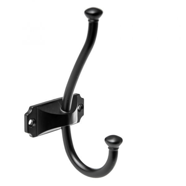 Крючок 2х рожковый KR 0420 BL Чёрный матовый KERRON 20 кг.
