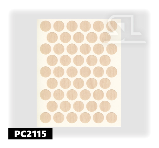 Пластиковые заглушки самоклеящиеся 14мм для евровинта PC2115 Ясень (Берёза) PACIFIC
