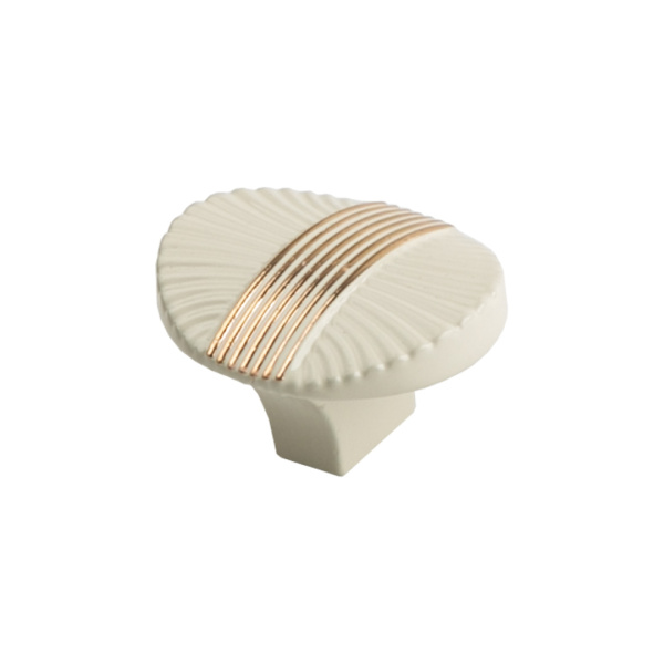 Ручка кнопка RK 075 Белый с золотом