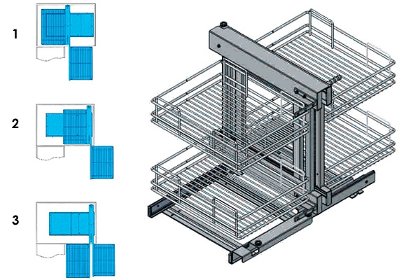 Волшебный уголок 800 Фасад 400 Хром сетка правый AMIX