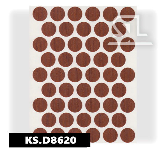 Пластиковые заглушки самоклеящиеся 14мм для евровинта KP8620 Каштан PACIFIC