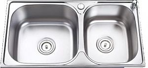 Мойка врезная прямая две чаши 303А 790x450 Нержавейка полированная