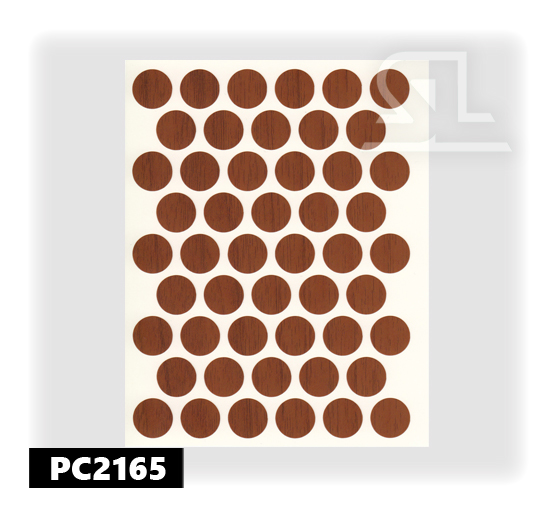 Пластиковые заглушки самоклеящиеся 14мм для евровинта PC2165 Орех PACIFIC
