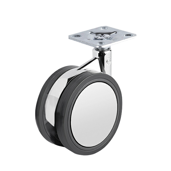 Колёсная опора 60 мм усилен поворот с площадкой 50 кг Хром / Чёрный MF