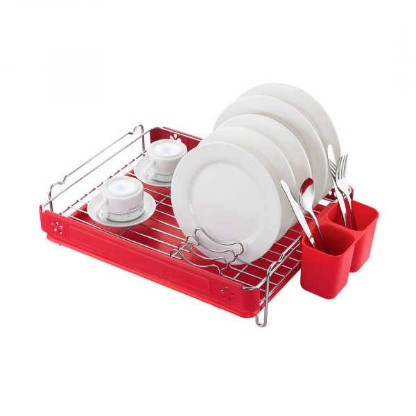 Сушка для посуды настольная 510 1 уровневая Хром Красный LEMAX