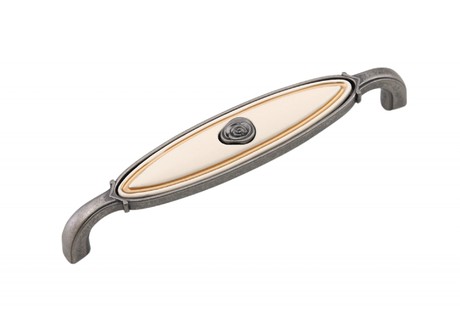 Ручка скоба MARTA RS 111 128 Цинк старинный чернёный Керамика кремовая