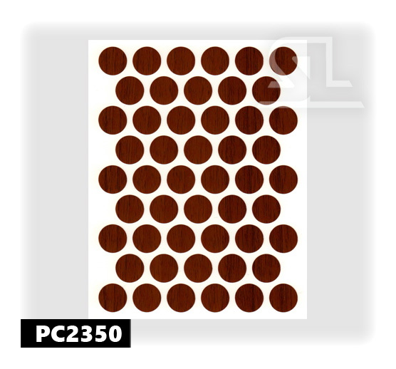 Пластиковые заглушки самоклеящиеся 14мм для евровинта РС2350 Орех глянцевые PACIFIC