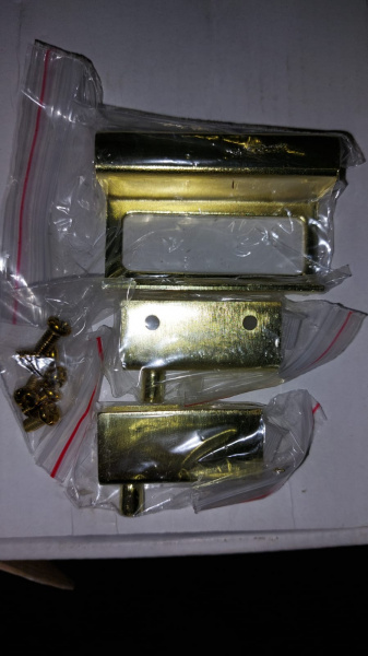 Петля зажимная для стеклянной двери KDS 091М Золото комплект с ручкой