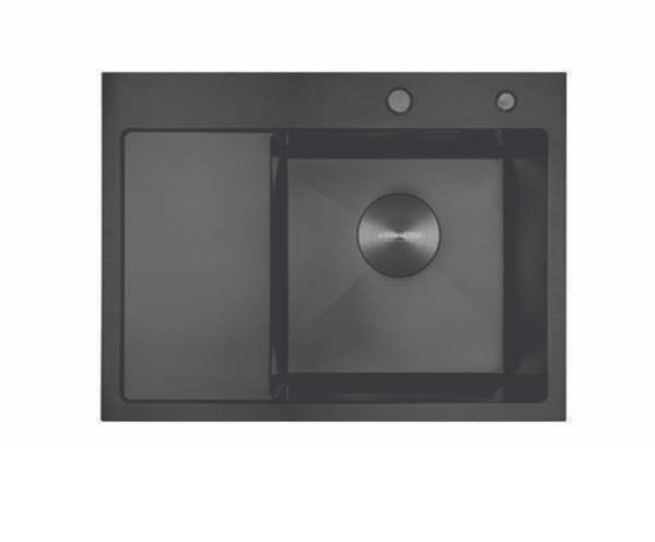 Мойка AVIVACOM 3мм 580*480мм Нано Чёрный с крылом Правая